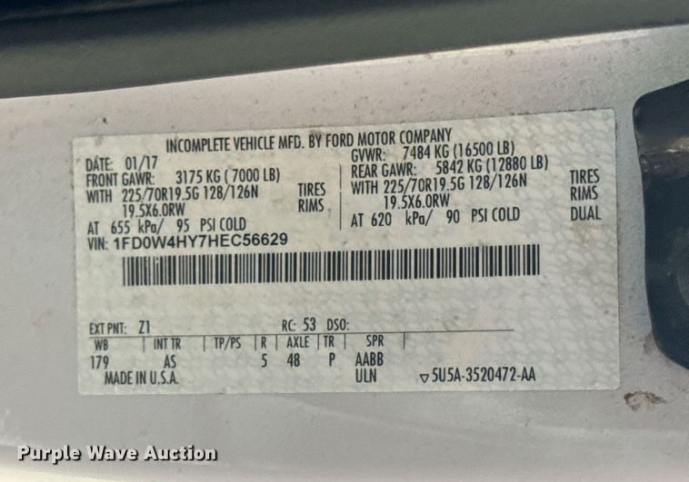 image for item DV4202 2017 Ford F450 Super Duty XL Crew Cab utility / service truck