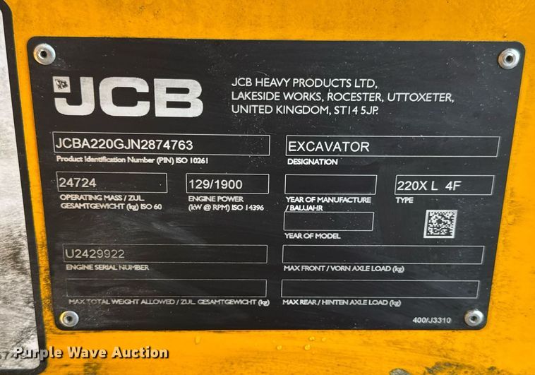 image for item DV4212 2023 JCB 220XLC excavator