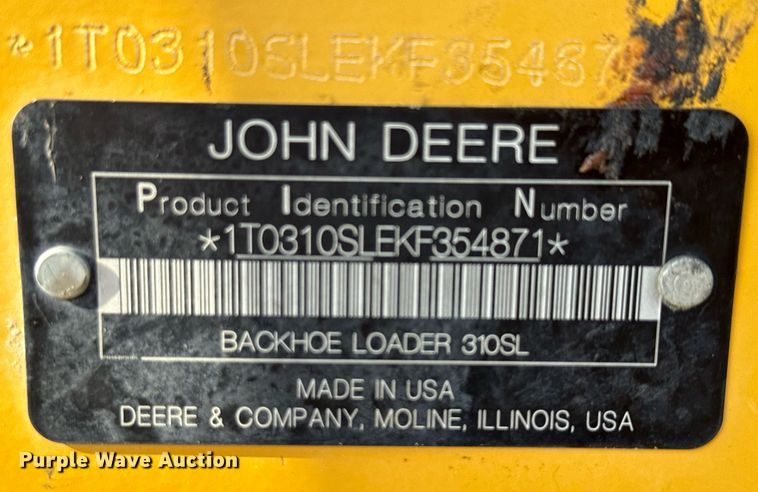 image for item DX5518 2019 John Deere 310SL backhoe
