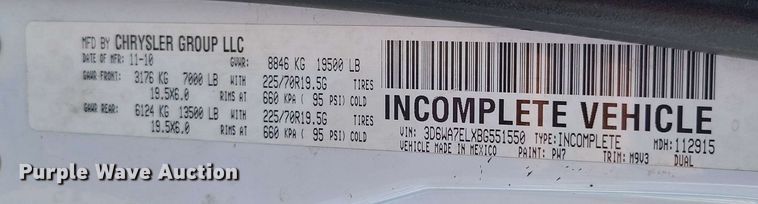 image for item DX7015 2011 Dodge Ram 5500 pickup truck cab and chassis