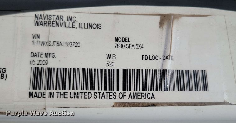 image for item DX7035 2010 International Workstar 7600 dump truck