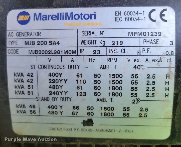 image for item DX7075 2018 Doosan G50WDO-T4F generator
