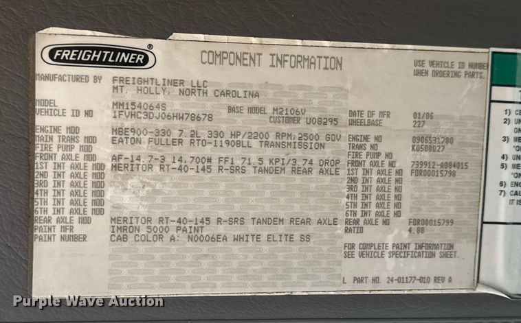 image for item DY0053 2006 Freightliner Business Class M2 Crew Cab crane truck