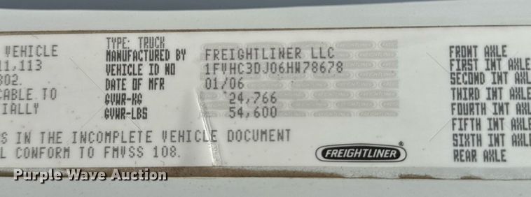 image for item DY0053 2006 Freightliner Business Class M2 Crew Cab crane truck