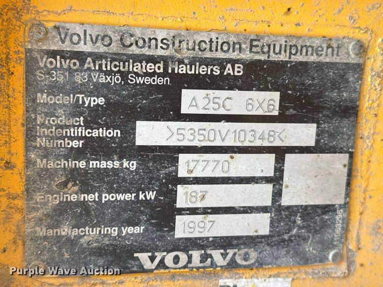 image for item DZ8520 1997 Volvo A25C articulated haul truck