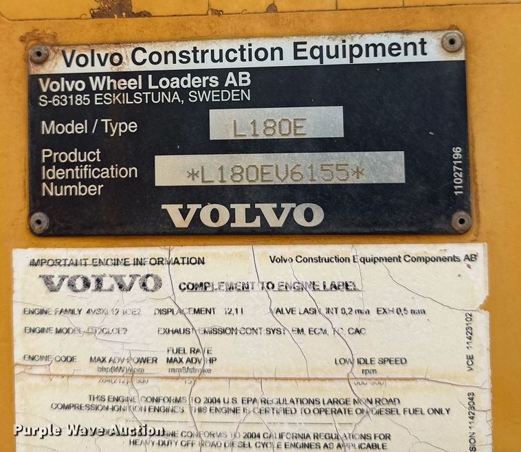 image for item EB2663 2004 Volvo L180E wheel loader