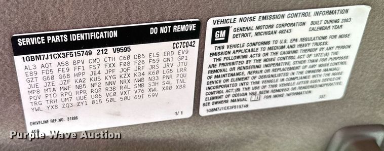 image for item EB2679 2003 Chevrolet Kodiak flatbed truck