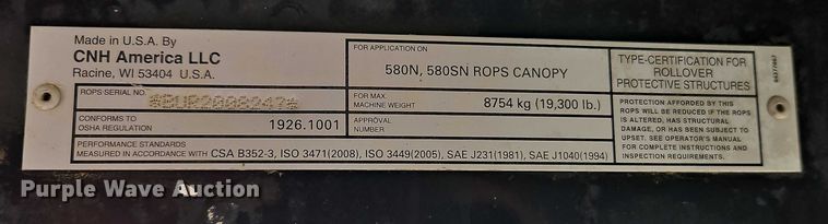 image for item EB8131 2012 Case 580 Super N backhoe