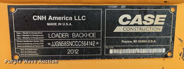 image for item EB8131 2012 Case 580 Super N backhoe
