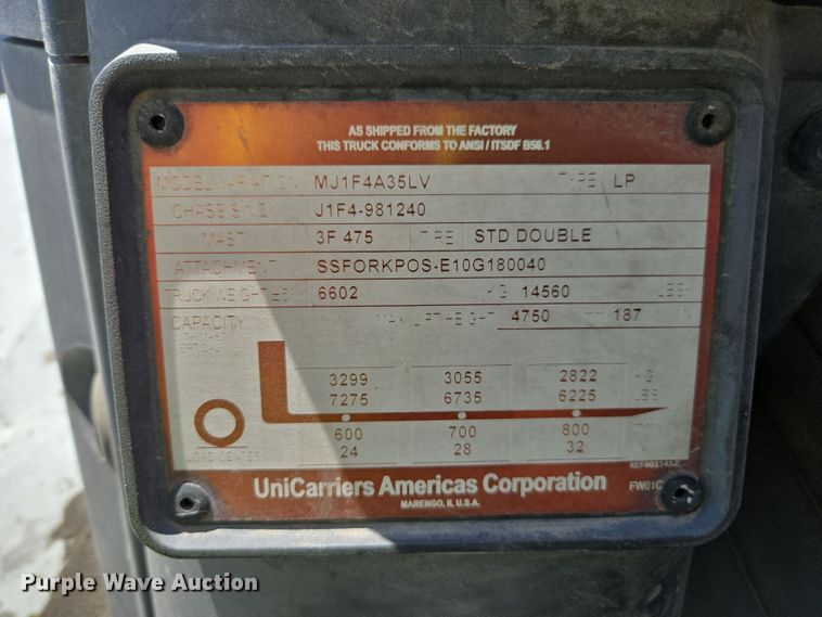 image for item EC1053 2015 Nissan PF80YLP forklift