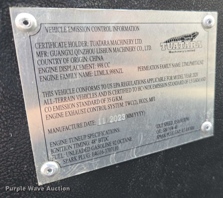 image for item EC1058 2023 Tuatara 1000 EFI-2 utility vehicle