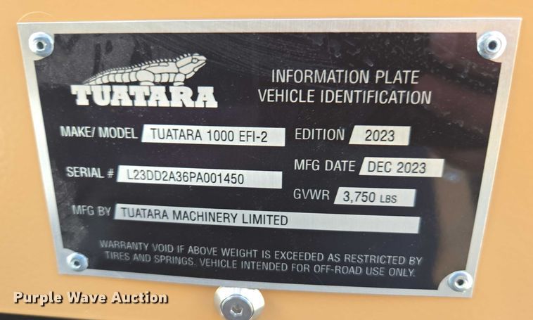 image for item EC1059 2023 Tuatara 1000 EFI-2 utility vehicle