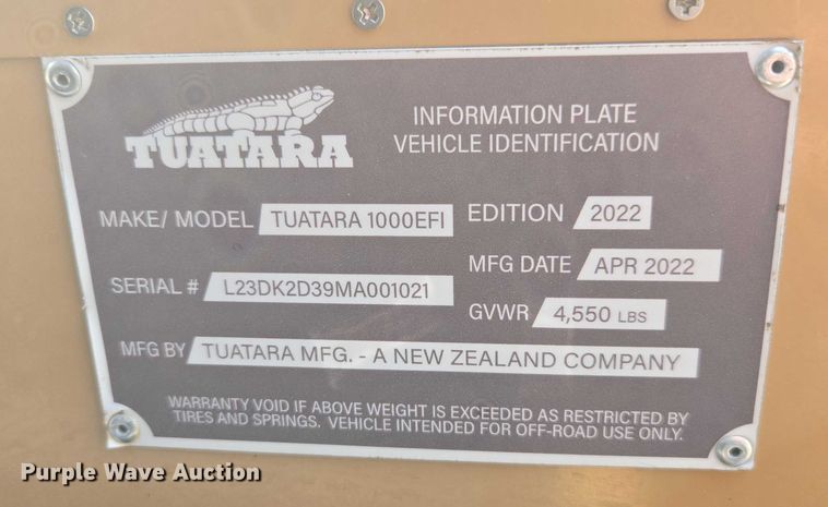 image for item EC1061 2022 Tuatara 1000EFI utility vehicle
