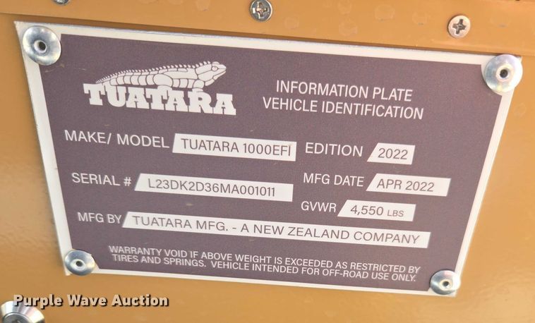image for item EC1062 2022 Tuatara 1000EFI utility vehicle