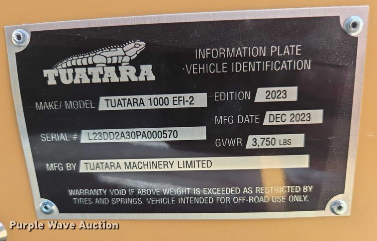 image for item EC1064 2023 Tuatara 1000 EFI-2 utility vehicle