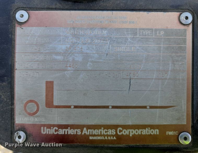 image for item EC1066 2015 UniCarriers PF60 forklift