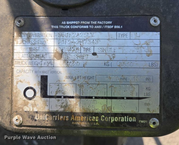 image for item EC1070 2014 Nissan MP1F2A25LV forklift