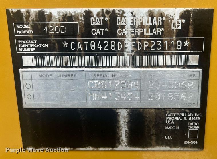 image for item EC1401 2005 Caterpillar 420D backhoe