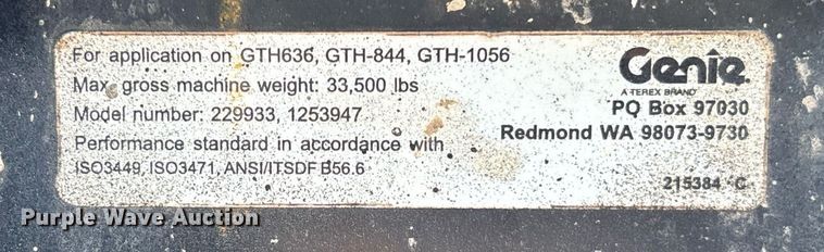 image for item EC3623 2015 Genie GTH844 telehandler