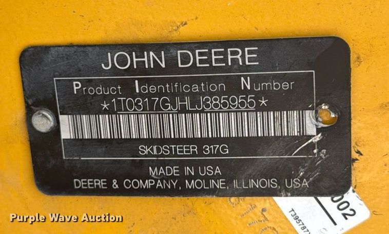 image for item EC3678 2020 John Deere 317G tracked skid steer loader