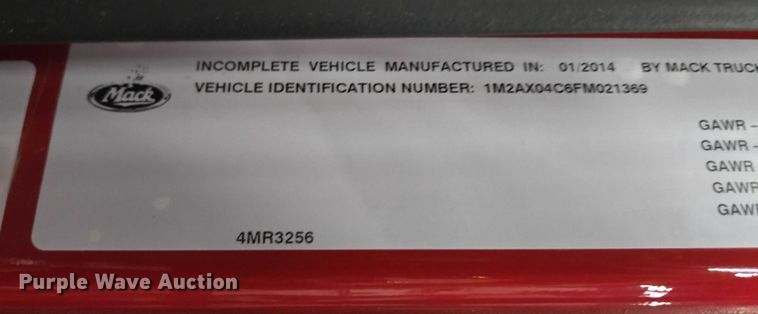 image for item EC4275 2015 Mack GU713 Granite dump truck