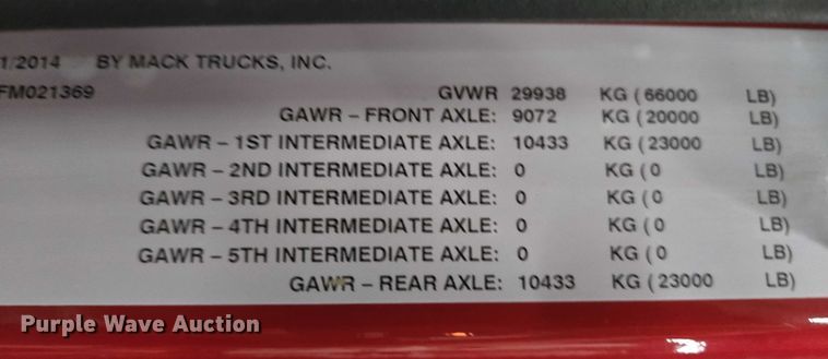 image for item EC4275 2015 Mack GU713 Granite dump truck