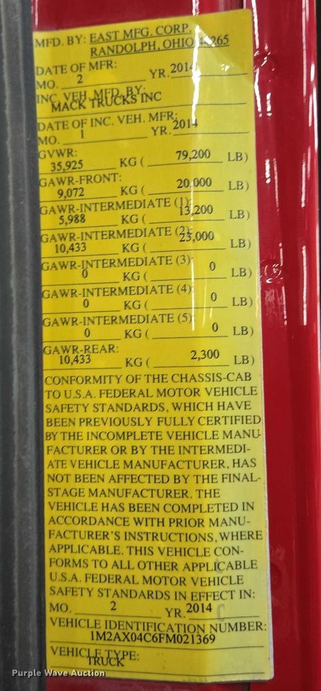 image for item EC4275 2015 Mack GU713 Granite dump truck