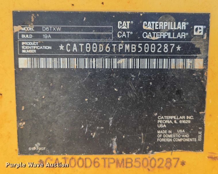 image for item ED2038 2021 Caterpillar D6TXW dozer