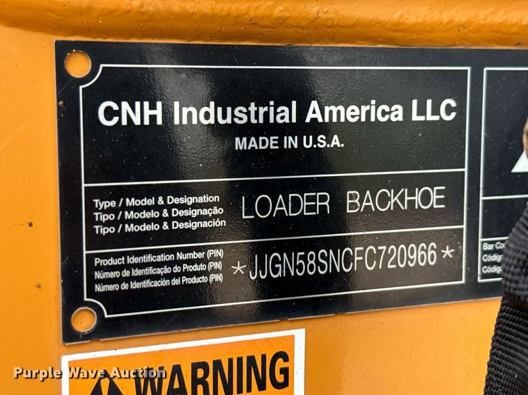 image for item ED5673 2012 Case 580 Super N backhoe