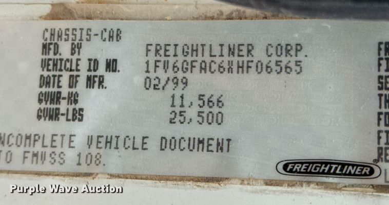 image for item ED5674 1999 Freightliner FL60 water truck