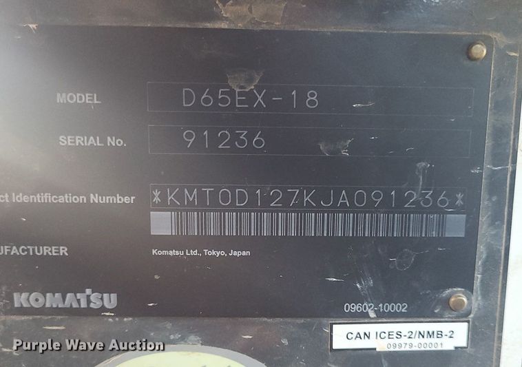 image for item ED5715 2019 Komatsu D65EX-18 dozer