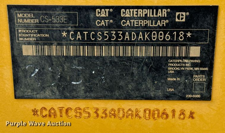 image for item ED5717 2007 Caterpillar CS-533E single drum vibratory roller