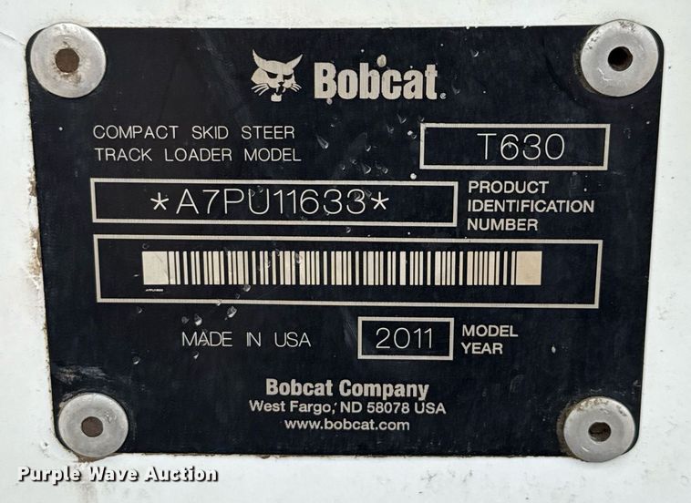 image for item ED5727 2011 Bobcat T630 tracked skid steer loader