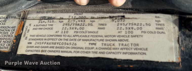 image for item ED5728 2000 International 9100 water truck