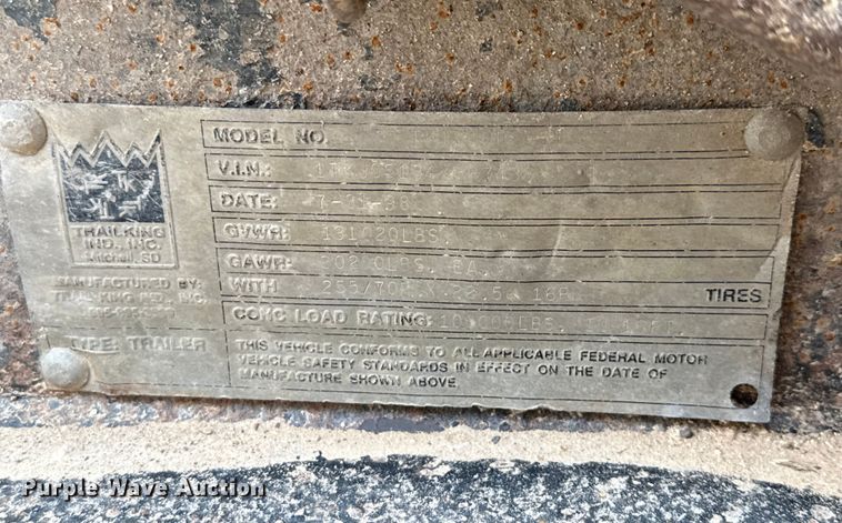 image for item ED5738 1999 Trail King TK110HDG lowboy equipment trailer