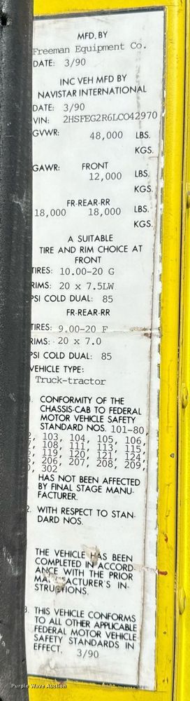 image for item ED5745 1990 International 9300 dump truck