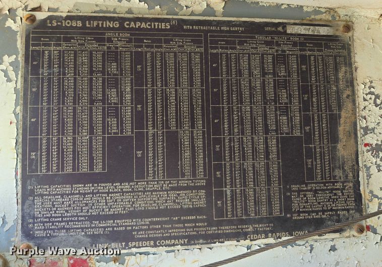 image for item EF1495 1969 Link Belt LS108B crane