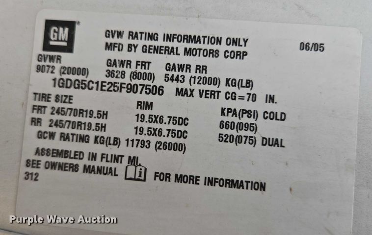 image for item EF1519 2005 GMC C5 flatbed truck