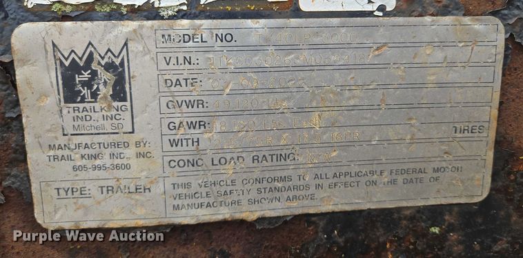 image for item EF1521 2005 TrailKing equipment trailer