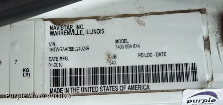 image for item EG5892 2011 International 7400 Crew Cab crane truck