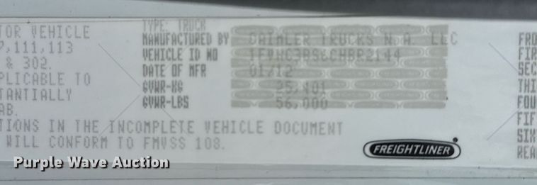 image for item EG5902 2012 Freightliner Business Class M2 dump truck