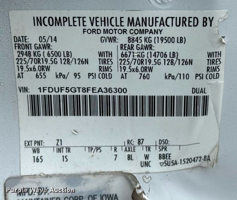 image for item EG5909 2015 Ford F550 Super Duty utility / service truck