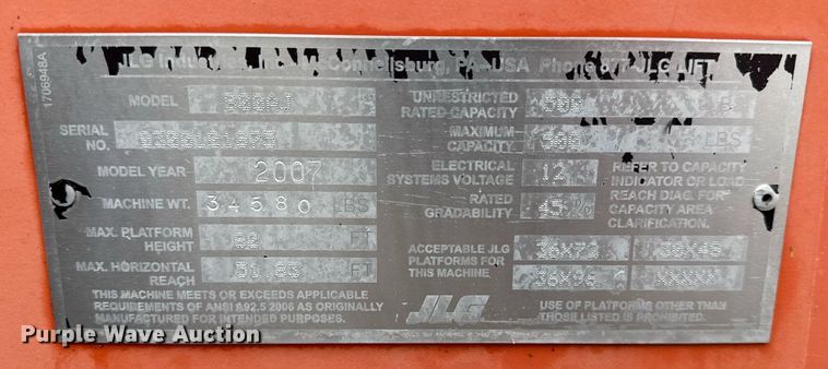 image for item EG5919 2007 JLG 800AJ boom lift