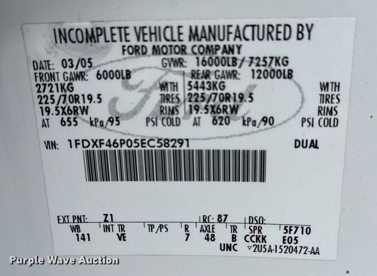 image for item EG5921 2005 Ford F450 Super Duty bucket truck