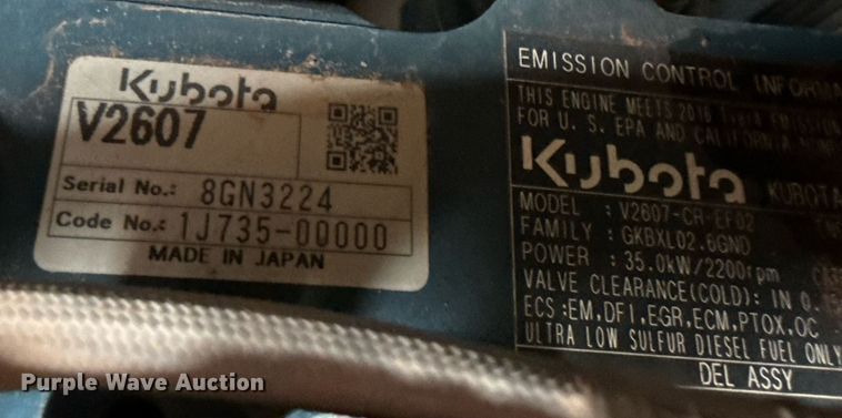 image for item EJ4706 2016 Kubota U55-4 mini excavator