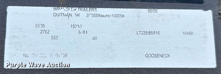 image for item EJ4722 2005 Wrangler enclosed cargo trailer