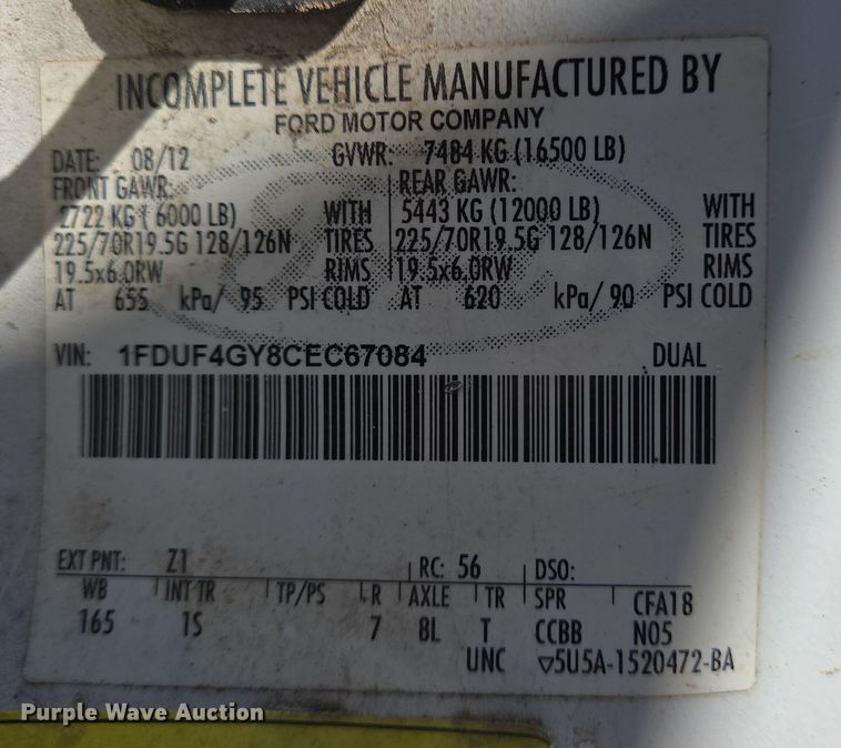 image for item EJ7376 2012 Ford F450 Super Duty bucket truck