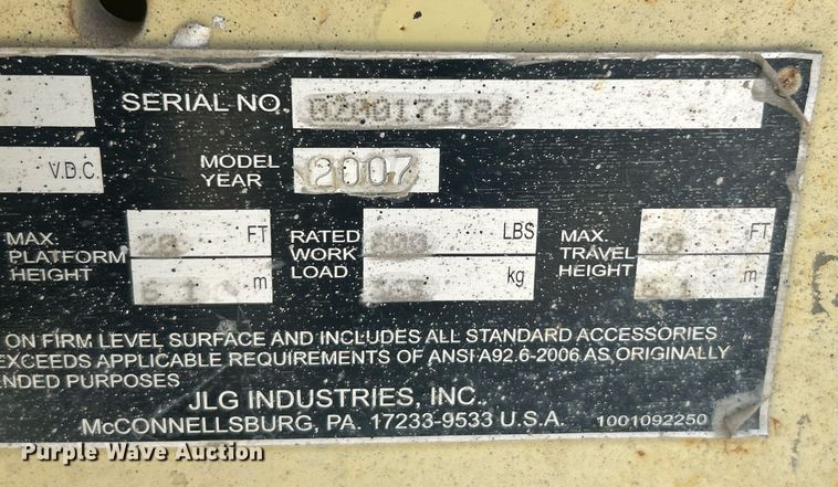 image for item EK8209 2007 JLG 2030ES scissor lift