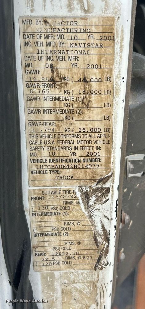 image for item EK8230 2002 International 2554 sewer jetter truck