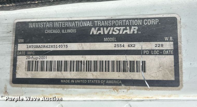 image for item EK8230 2002 International 2554 sewer jetter truck